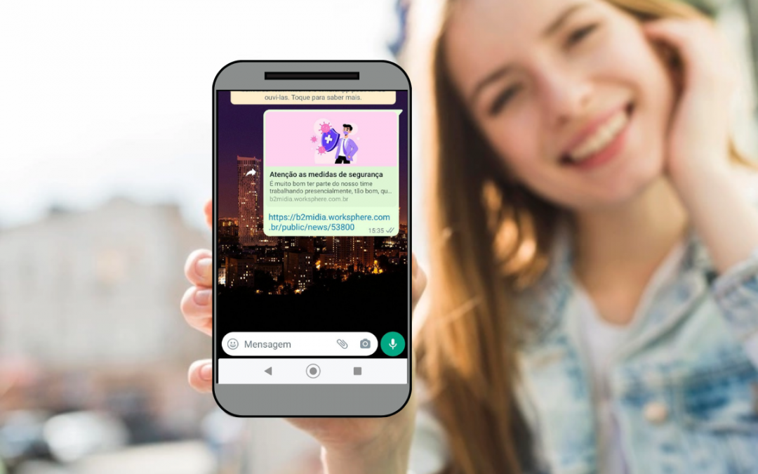 Compartilhamento de notícias do Worksphere via WhatsApp